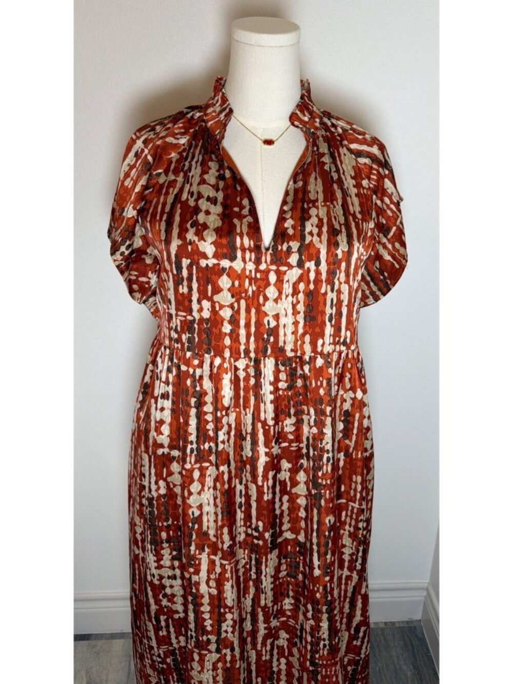 THML Rust Boho Abstract Print Maxi Dress with Pockets - Size Medium - Picture 2 of 13